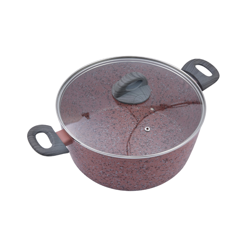 Casserole Alúmanam brionnaithe le Pink Eibhear