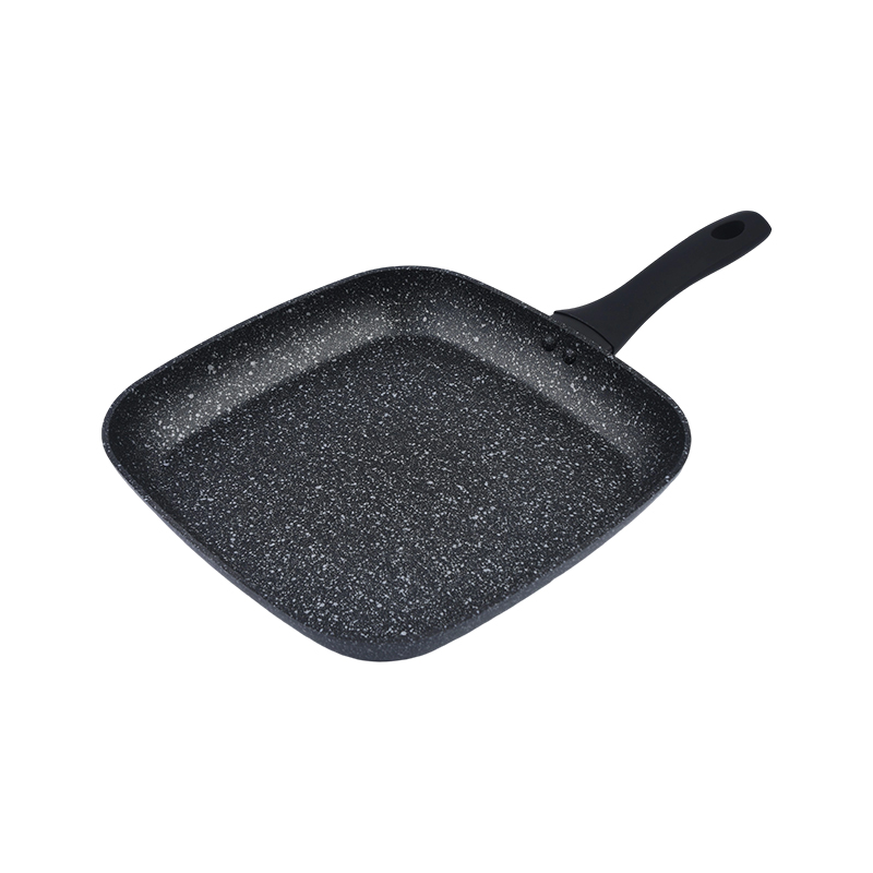 Pan Grill Alúmanam Brionnaithe le Marmar Dubh